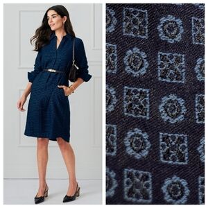 NWT J McLaughlin Cagney Navy Foulard Dress